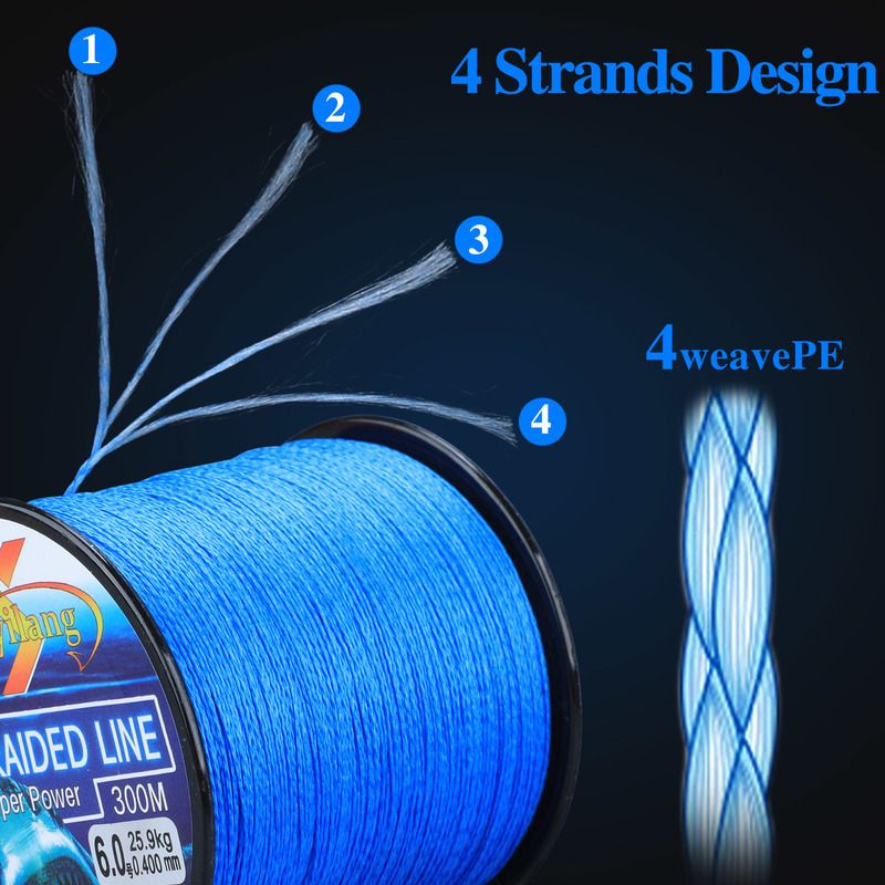 300M Line Pesca 4 Strands Fishing PE Line Multifilament Fishing 6.3-32.8kg Braided Smooth 0.6-8.0# Line Fishing