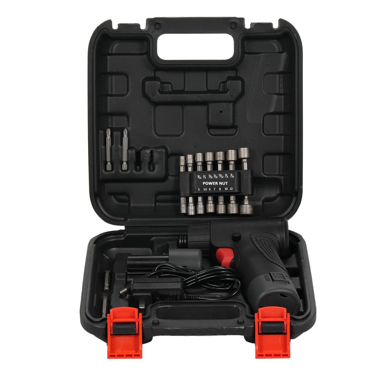 12V Brushless Screwdriver Lithium Electric Drill Rechargeable Hand Drill Screwdriver Electric Tool Torque Drill Kit Black 2Batteries 14 Sockets 4Pcs Drill Bits