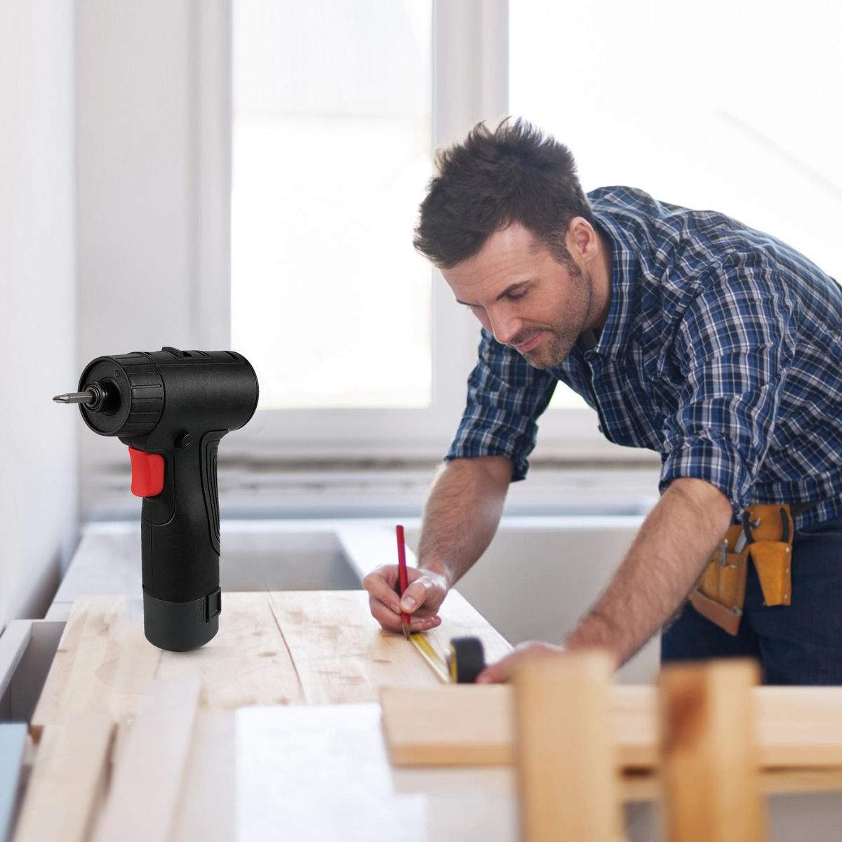 12V Brushless Screwdriver Lithium Electric Drill Rechargeable Hand Drill Screwdriver Electric Tool Torque Drill Kit Black 2Batteries 14 Sockets 4Pcs Drill Bits