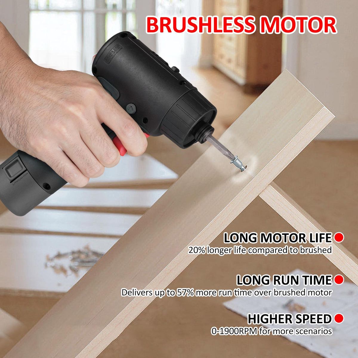 12V Brushless Screwdriver Lithium Electric Drill Rechargeable Hand Drill Screwdriver Electric Tool Torque Drill Kit Black 2Batteries 14 Sockets 4Pcs Drill Bits