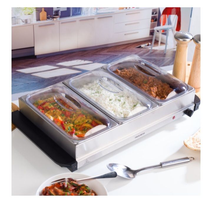 Large 3 Pan Buffet Server & Plate Warmer, 7.5L - 300W