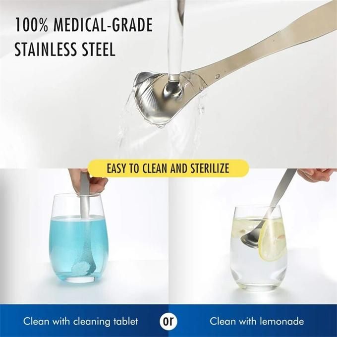 Adult Tongue Cleaner - Professional tongue cleaning tool to reduce bad breath, medical grade safe stainless steel tongue scraper with storage box