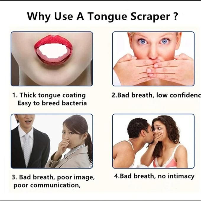 Adult Tongue Cleaner - Professional tongue cleaning tool to reduce bad breath, medical grade safe stainless steel tongue scraper with storage box