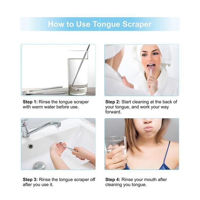 Adult Tongue Cleaner - Professional tongue cleaning tool to reduce bad breath, medical grade safe stainless steel tongue scraper with storage box