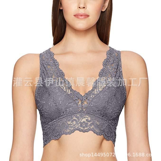 Factory direct sale sling sexy lace bra without steel ring multicolor beauty back wrapped chest tube top sexy lingerie 9055 gray XXL