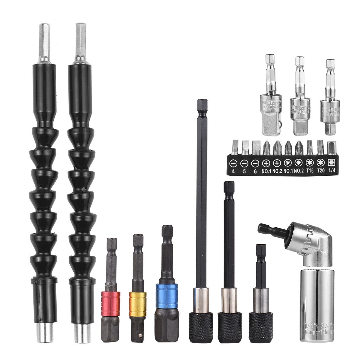 23pcs Wrench Socket Extension Bar Kit Universal Socket