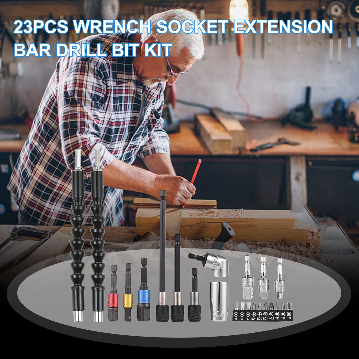 23pcs Wrench Socket Extension Bar Kit Universal Socket