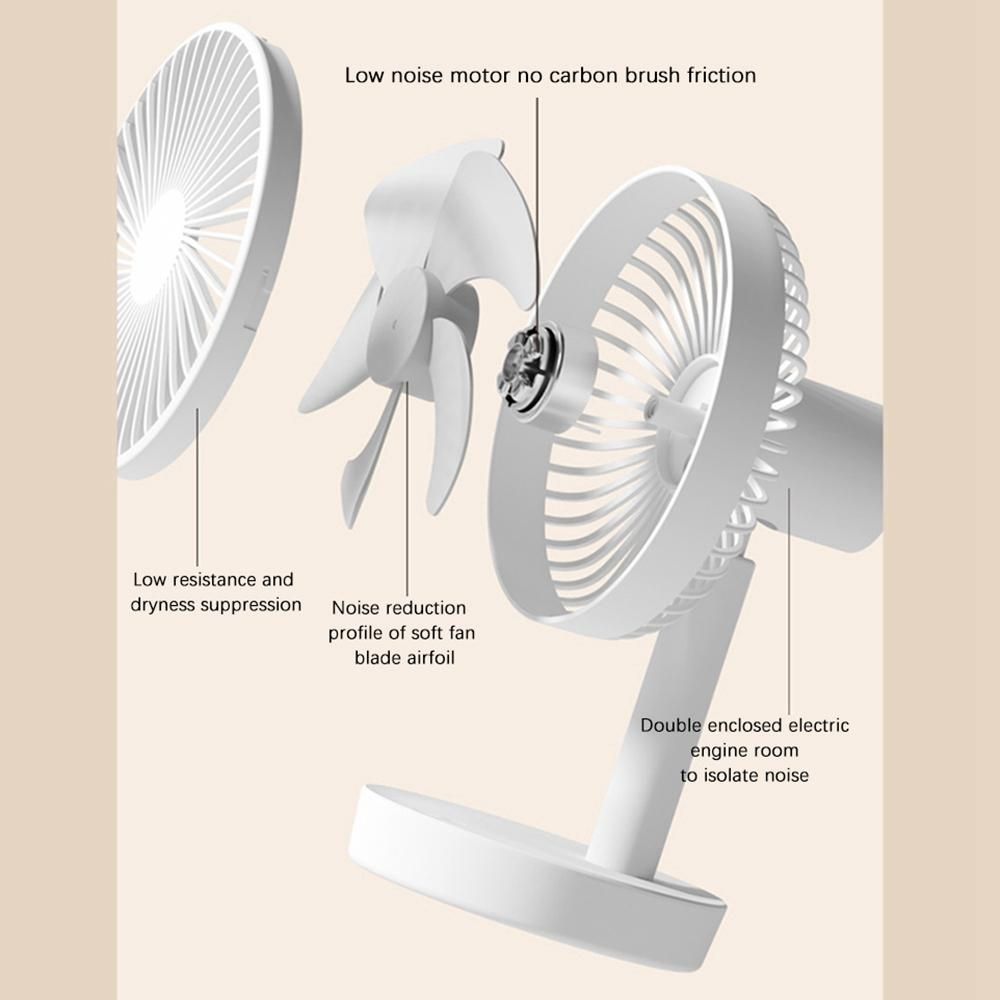 USB Desktop Fan 150°Shaking Head 4000Mah Low Noise Bedroom B