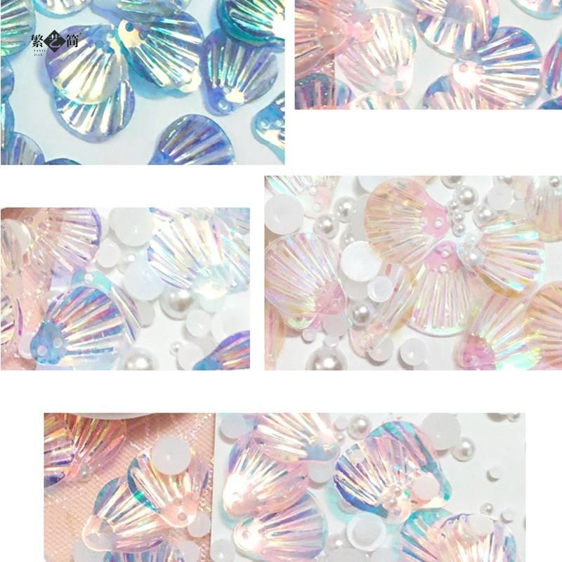 Face Sticking Ornament Antique Merman Makeup Shell Fish Scale Mermaid Tears Makeup Hanfu Pearl Nail Beauty Eye Makeup Patch Photo