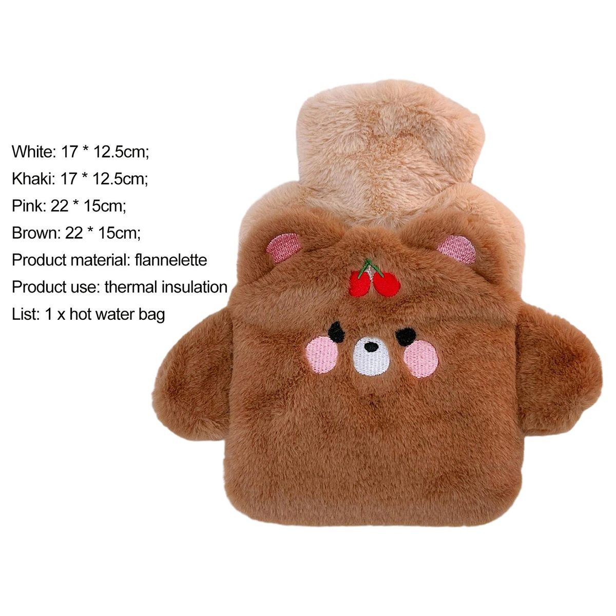 Hot Water Bag Winter Dormitory School Office Plush Bear Warm Water Bag Brown