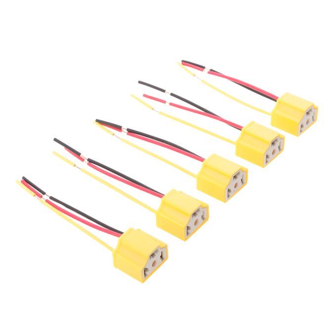 5 Pieces 9003 H4 Car Light Lamp Holder Base Female Socket Wire