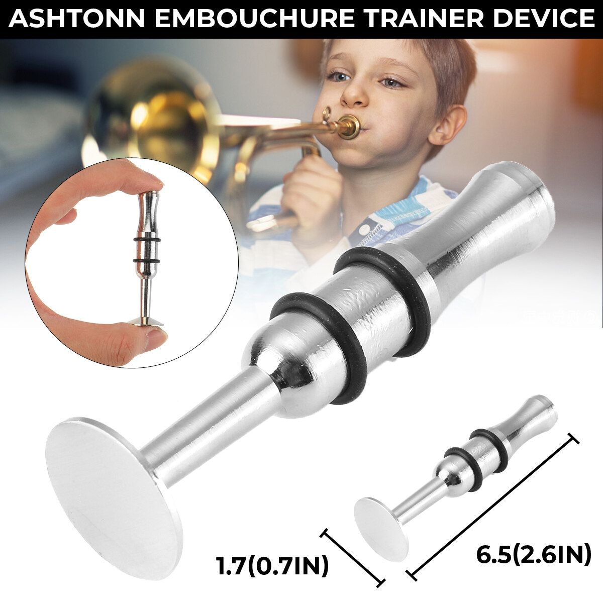 Ashtonn Embouchure Trainer Silver Device - Lip Muscles Builder Training For Wind Player Trumpet Cornet Clarinet Saxophone