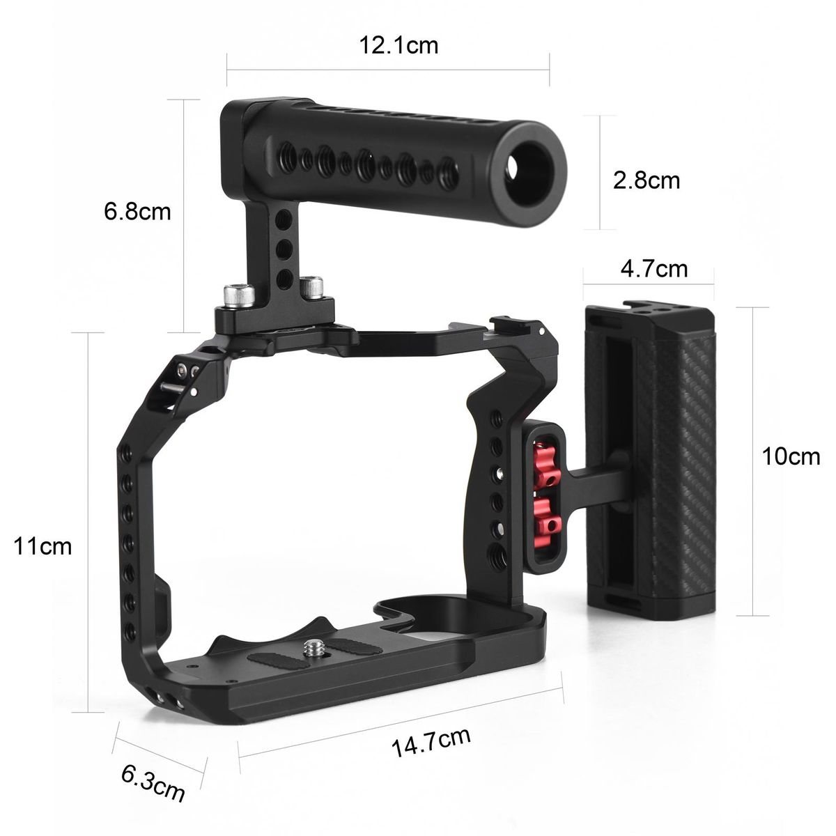 Andoer Camera Cage + Top Handle + Side Grip Kit Aluminum Alloy Video Cage with Cold Shoe Mount Numerous 1/4 Inch Threads Replacement for Canon R7 Camera