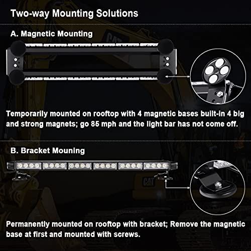 Rooftop Safety Flashing 56 LED Amber Strobe Light Bar For To