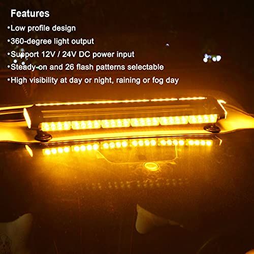 Rooftop Safety Flashing 56 LED Amber Strobe Light Bar For To