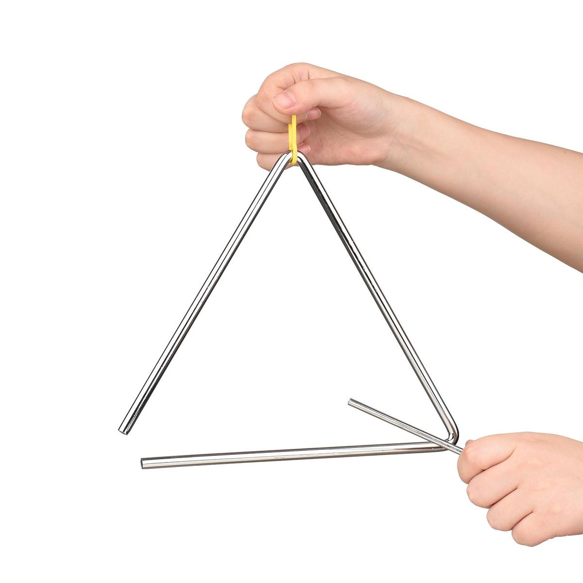 10 Inch Triangle Bell Triangolo with Metal Mallet Idiophone Steel Percussion Children Toddle Kid Rhythm Learning Early Education Musical Instrument Hand Percussion Triangle with Striker