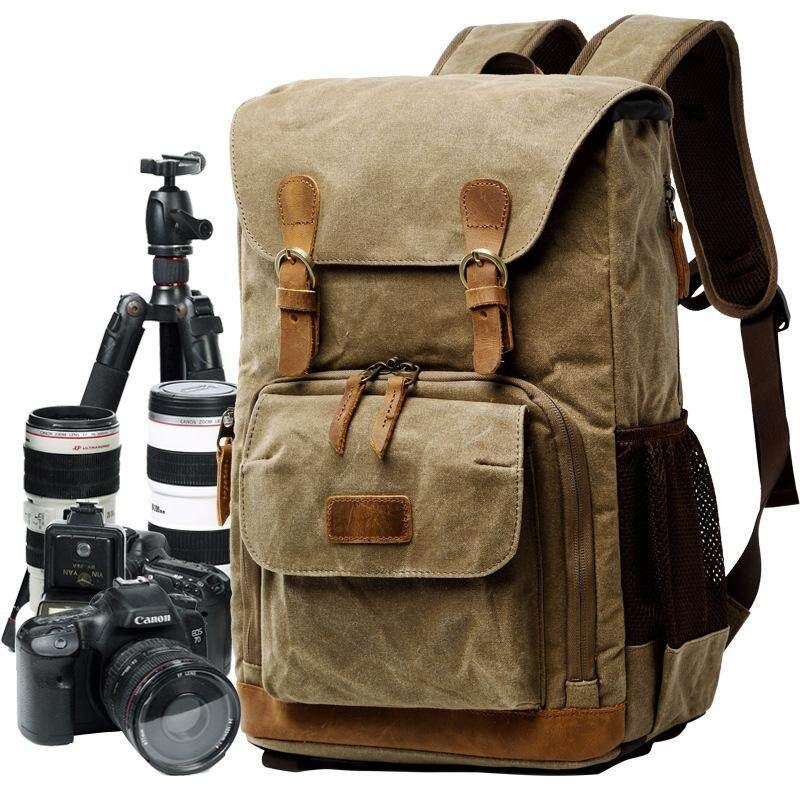 Shockproof Camera Bag DSLR SLR Backpack Waterproof Photography Shoulder Bags - Gray Khaki {even Code}