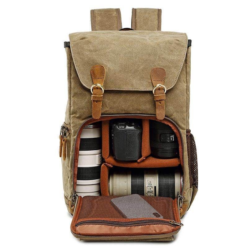 Shockproof Camera Bag DSLR SLR Backpack Waterproof Photography Shoulder Bags - Gray Khaki {even Code}