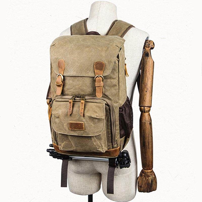 Shockproof Camera Bag DSLR SLR Backpack Waterproof Photography Shoulder Bags - Gray Khaki {even Code}