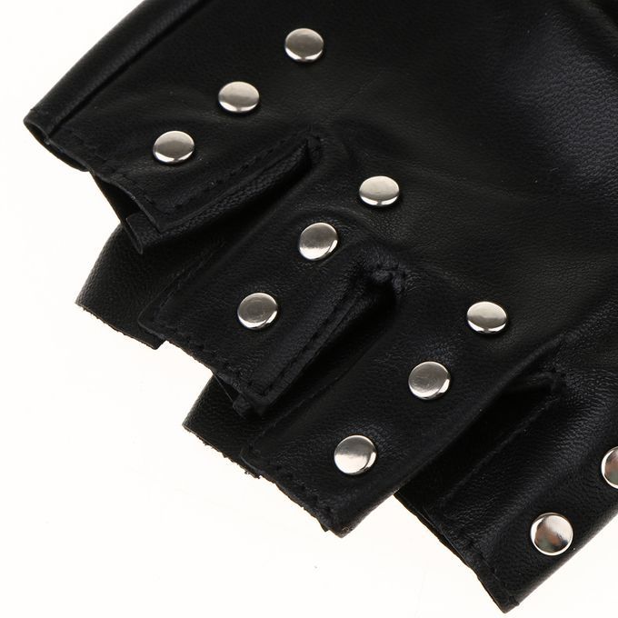 Women's 80s Black Punk  W/ Studs Cycling Real Leather Fancy