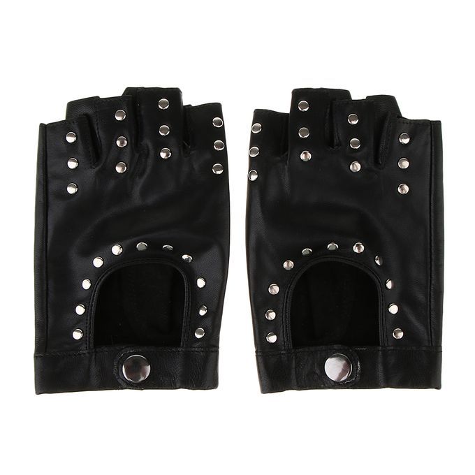 Women's 80s Black Punk  W/ Studs Cycling Real Leather Fancy