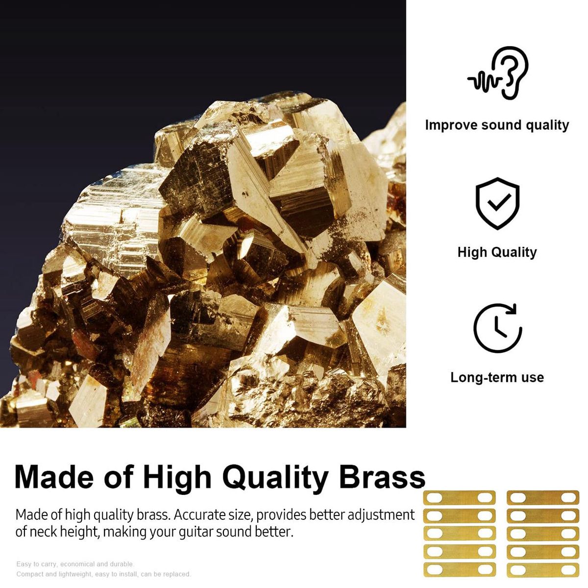 MX0312D 8Pcs Guitar Neck Shims 0.2mm 0.5mm 1mm Thickness Brass Shims Set Connection Neck Plate Bolt-on Neck Repair Luthier Tool for Guitar Bass