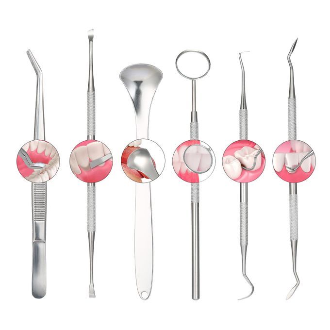 6Pcs Stainless Steel Dental Tools Kit Dentist Tooth Clean
