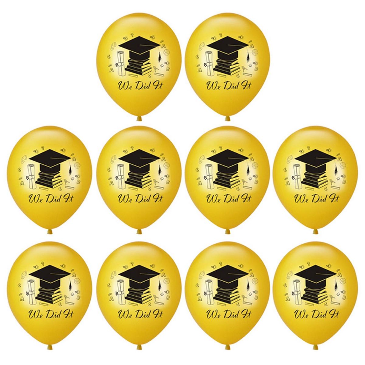 10Pcs Latex Balloons Congratulation Graduation Confetti Balloons Golden