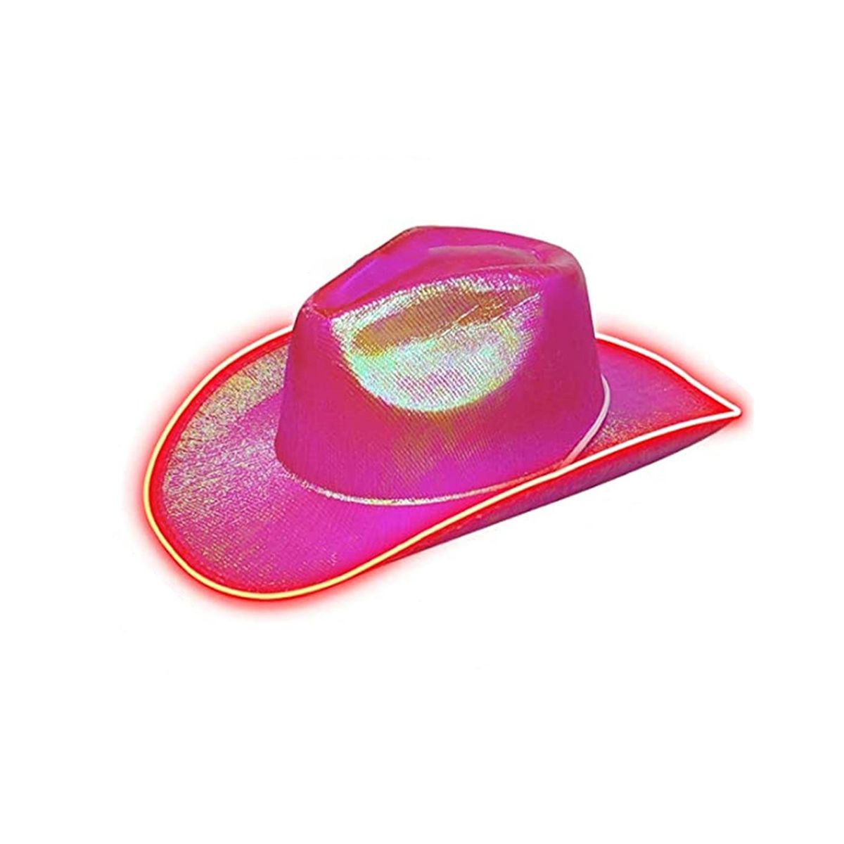 Western Cowboy Hat Halloween Holographic LED Light Jazz Hat Red