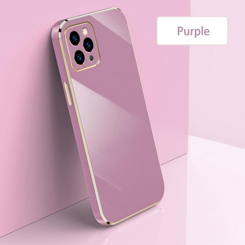 Ultra Thin Plating Phone Case for iPhone 13 Pro Max Lens Protection soft Phone Back Cover-Purple