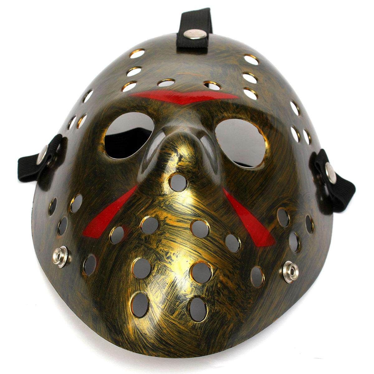 Vendredi 13th Jason Masque Plastique D'horreur Halloween Voorhees Machete Bronze