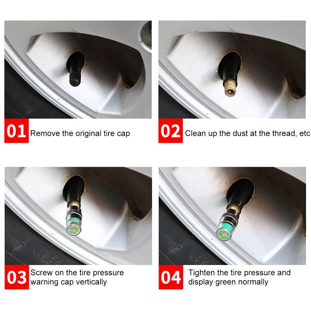 4Pcs/Set Car Tire Valve Cover Tire Pressure Gauge multicolore
