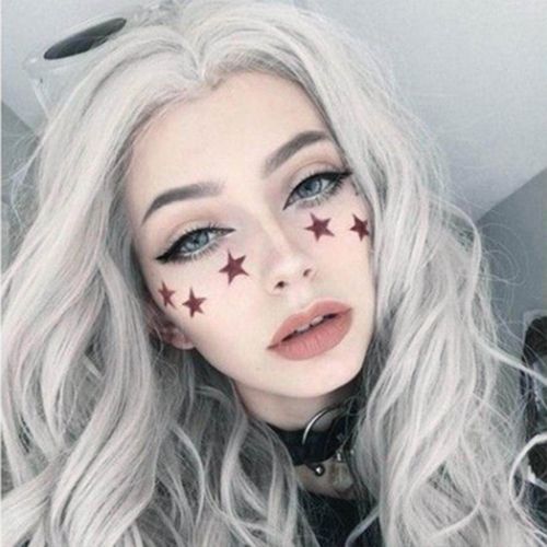 Ladies Wavy Wig Long Hair Wig Curly Full Wigs Cosplay Gray