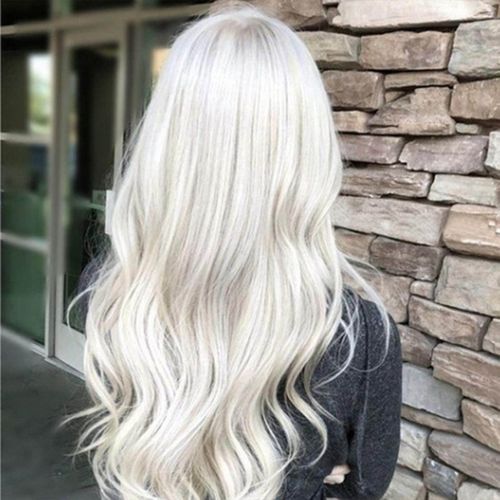 Ladies Wavy Wig Long Hair Wig Curly Full Wigs Cosplay Gray