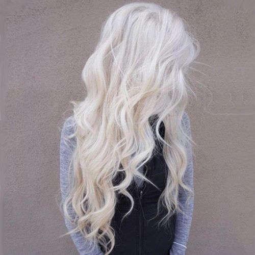 Ladies Wavy Wig Long Hair Wig Curly Full Wigs Cosplay Gray