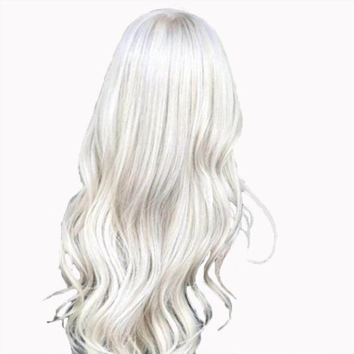 Ladies Wavy Wig Long Hair Wig Curly Full Wigs Cosplay Gray