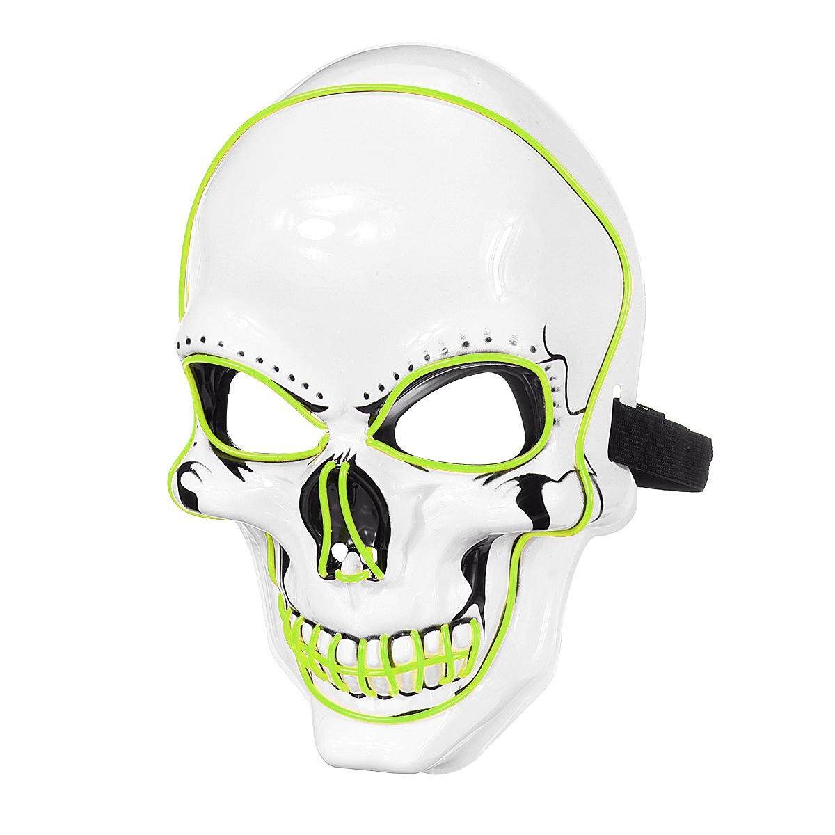 Halloween LED Light Skull Head Face Masks Carnival Night Cosplay Costume Props Fluorescent Green