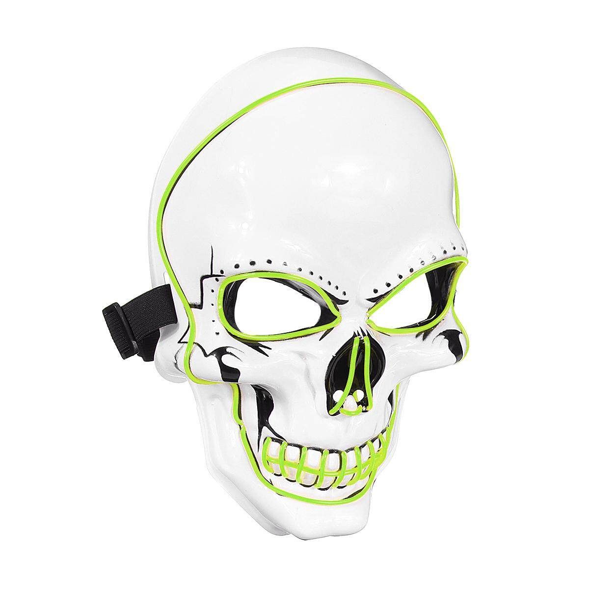 Halloween LED Light Skull Head Face Masks Carnival Night Cosplay Costume Props Fluorescent Green