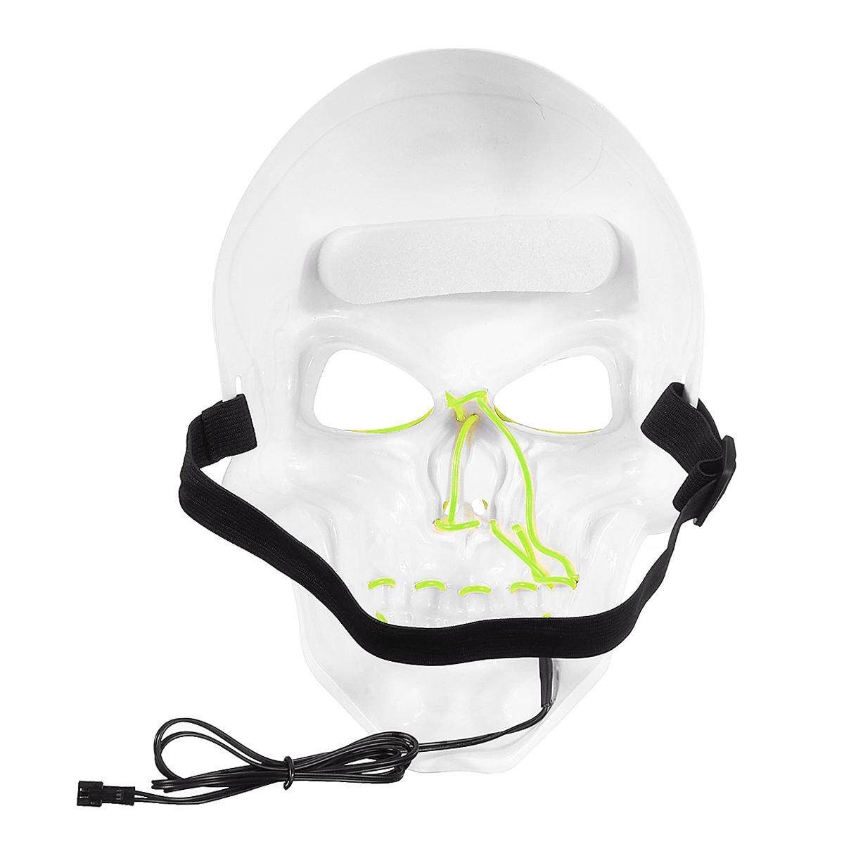 Halloween LED Light Skull Head Face Masks Carnival Night Cosplay Costume Props Fluorescent Green