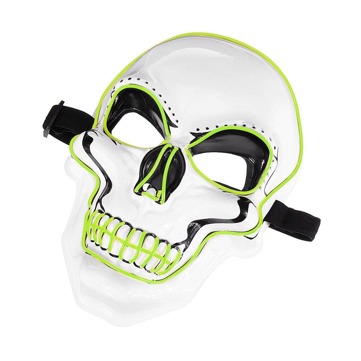 Halloween LED Light Skull Head Face Masks Carnival Night Cosplay Costume Props Fluorescent Green