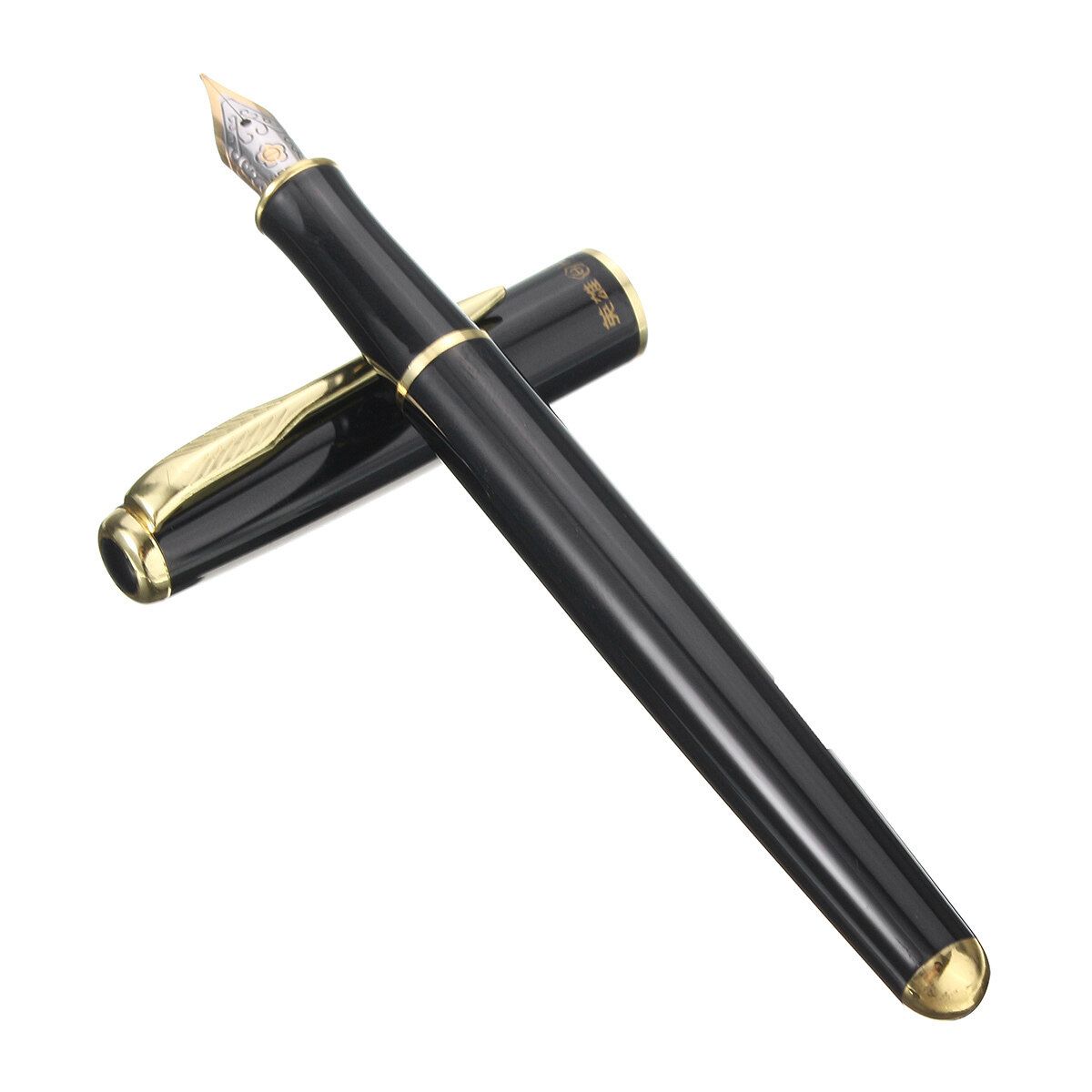 Metal Black 0.5mm Classic Executive Complete Fine Hooded Nib Fountain Pen Gift