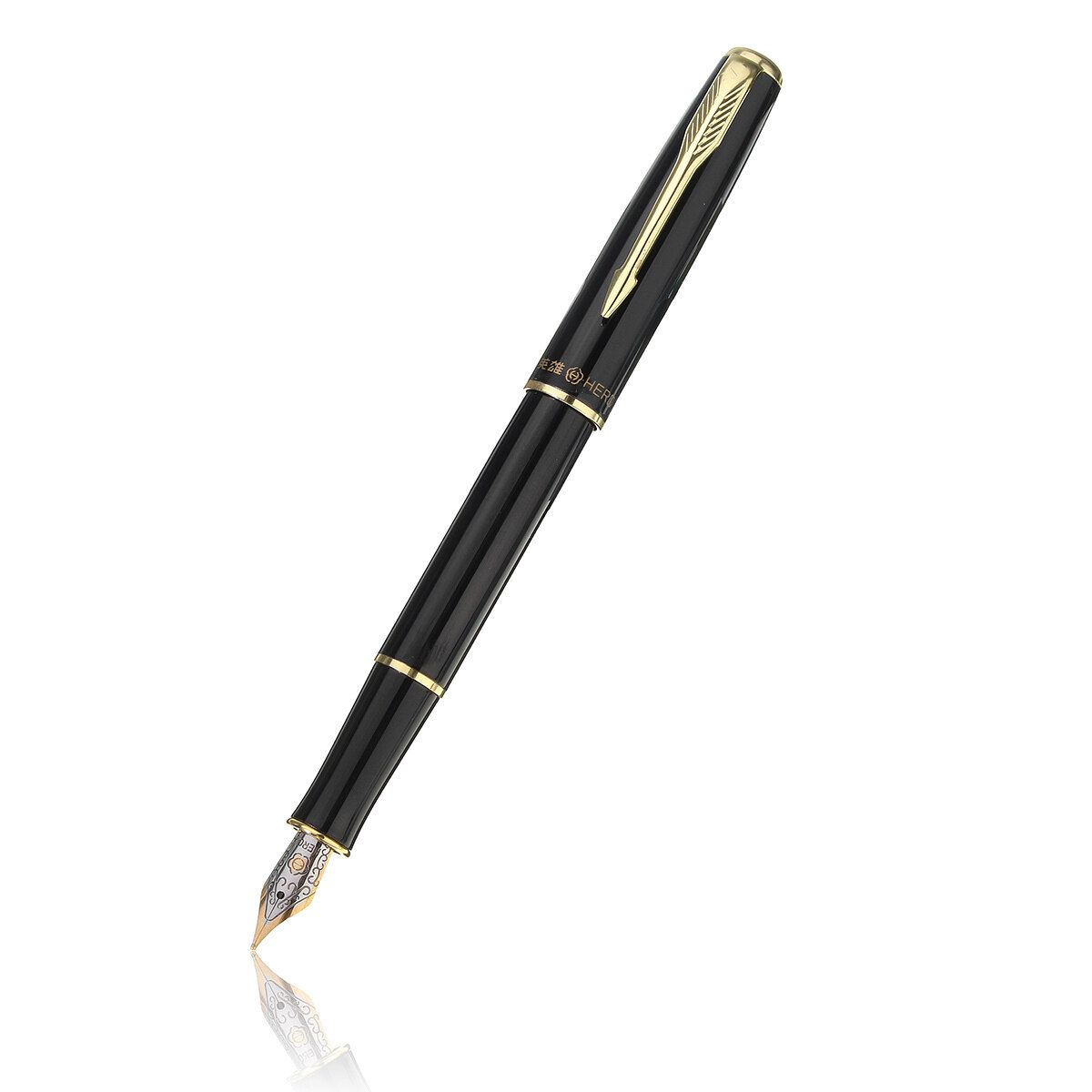 Metal Black 0.5mm Classic Executive Complete Fine Hooded Nib Fountain Pen Gift