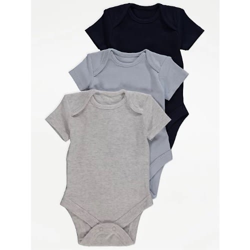 Navy Short Sleeve Bodysuits - 3 Packs