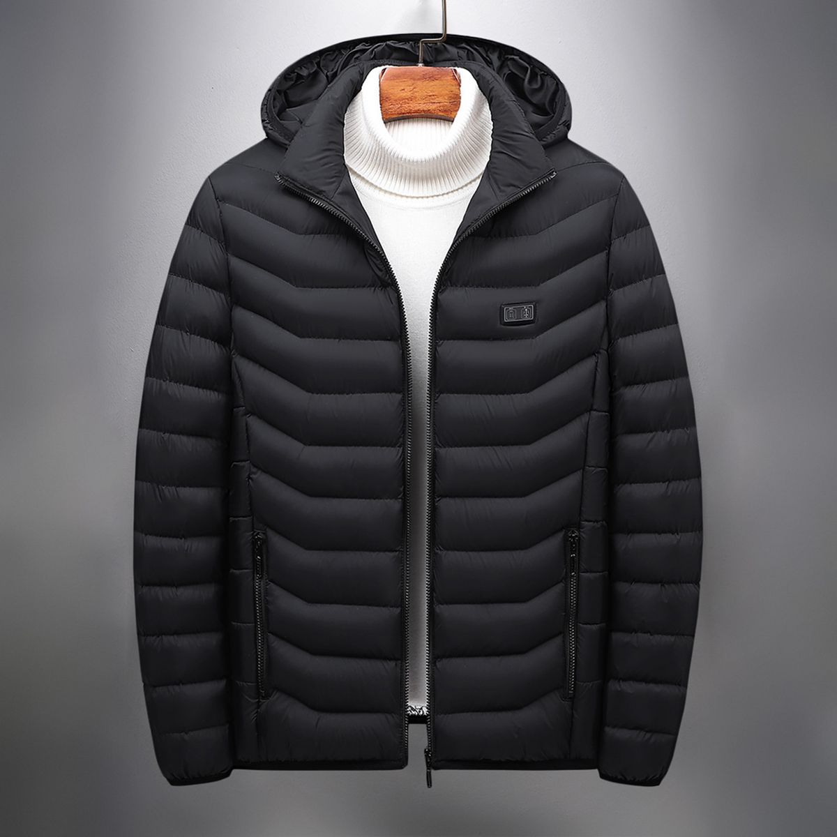 Men Heated Jackets USB Heating Detachable Hood Electric Warm
