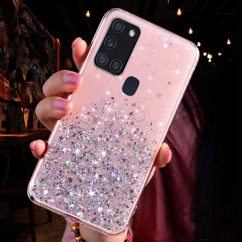 For Samsung Galaxy A21S Case Bling Glitter Phone Cover Samsung A53 A21S A21 S A 21S A52S A52 A72 A51 A71 A50 A70 A32 A12 Covers-Green