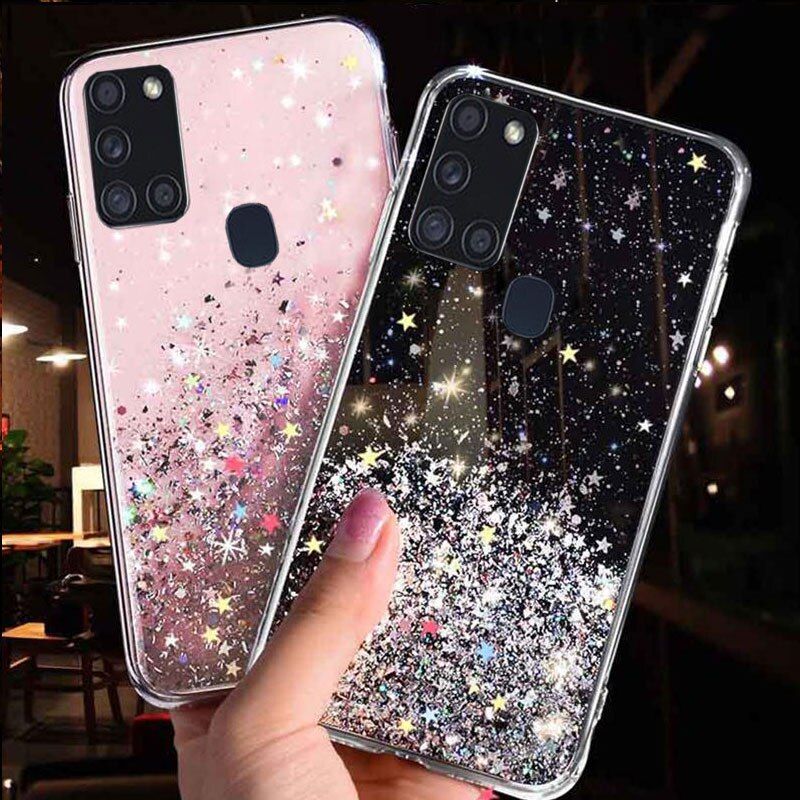For Samsung Galaxy A21S Case Bling Glitter Phone Cover Samsung A53 A21S A21 S A 21S A52S A52 A72 A51 A71 A50 A70 A32 A12 Covers-Green