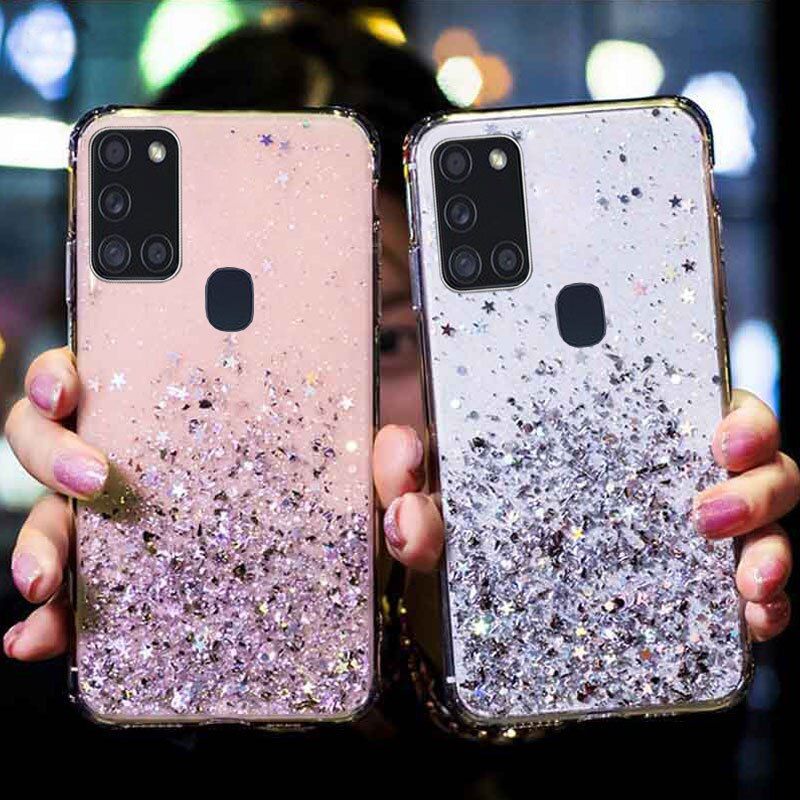 For Samsung Galaxy A21S Case Bling Glitter Phone Cover Samsung A53 A21S A21 S A 21S A52S A52 A72 A51 A71 A50 A70 A32 A12 Covers-Green