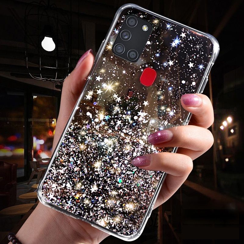 For Samsung Galaxy A21S Case Bling Glitter Phone Cover Samsung A53 A21S A21 S A 21S A52S A52 A72 A51 A71 A50 A70 A32 A12 Covers-Green