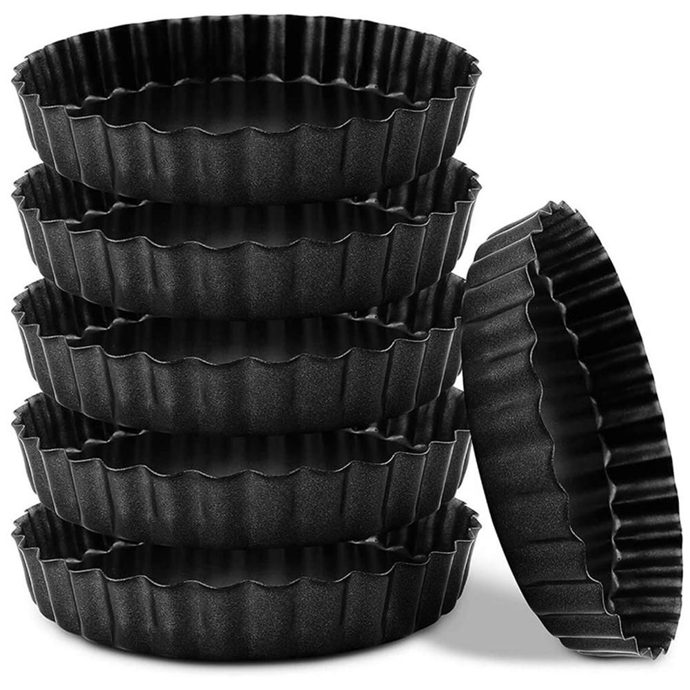 Tart Pan Set of 6,Small Non-Stick 4-Inch Quiche Pan