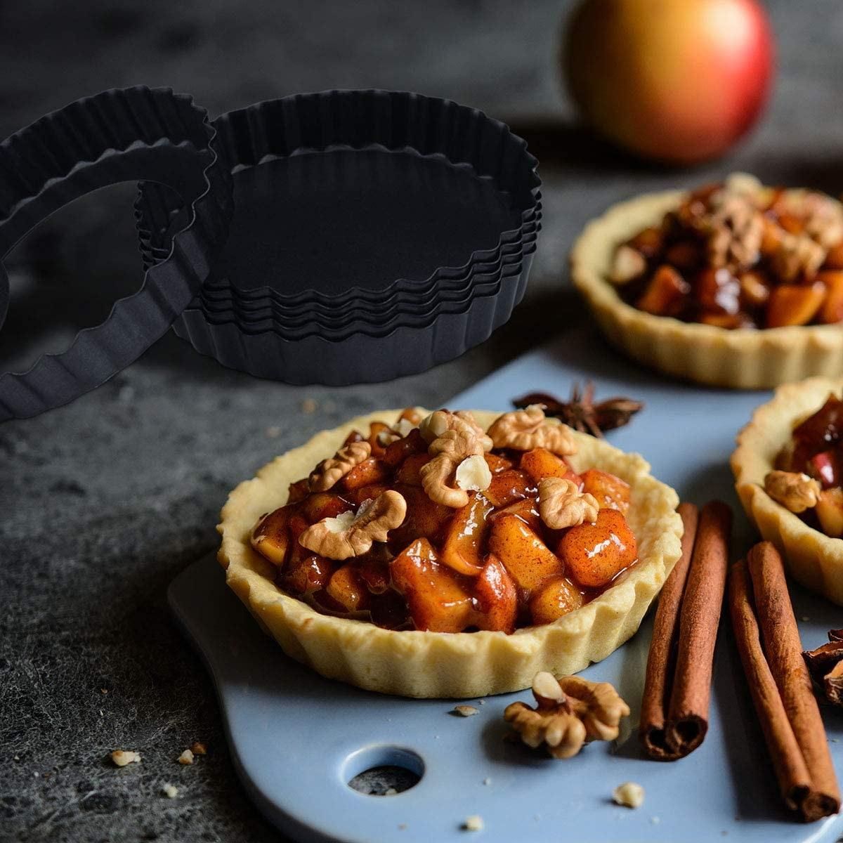 Tart Pan Set of 6,Small Non-Stick 4-Inch Quiche Pan